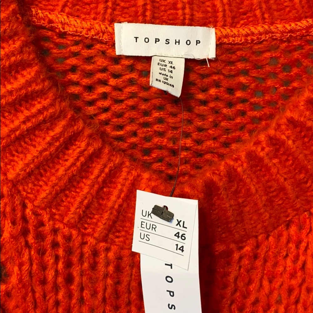 TOPSHOP Shell Sweater In Orange - Picture 3 of 4